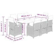 Градински трапезен комплект 9 части с възглавници светлосив