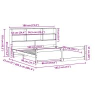Легло с етажерка за книги, без матрак, 180x200 см, бор масив