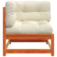 Градински диван ъгъл 2 бр с възглавници восъчнокафяв бор масив