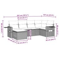Градински комплект диван с възглавници 7 части черен полиратан