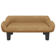 Детски диван, кафяв, 70x40x24 см, кадифе