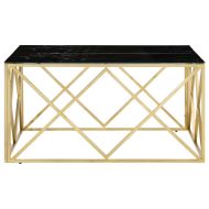 Кафе маса, златиста, неръждаема стомана и закалено стъкло