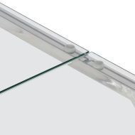 Кафе маса, сребриста, неръждаема стомана и закалено стъкло