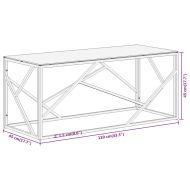 Кафе маса, сребриста, неръждаема стомана и закалено стъкло