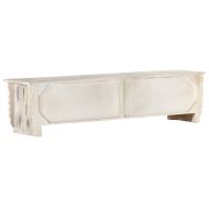 ТВ шкаф, бял, 140x30x35 см, мангово дърво масив