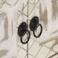 ТВ шкаф, бял, 140x30x35 см, мангово дърво масив