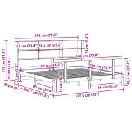 Легло с етажерка за книги, без матрак, 180x200 см, бор масив