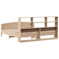Легло с етажерка за книги, без матрак, 180x200 см, бор масив