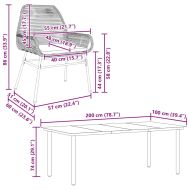 Градински комплект 9 части с възглавници черен полиратан стъкло
