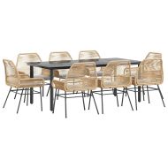 Градински комплект с възглавници 9 части кафяв полиратан стъкло