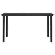 Градински трапезен комплект с възглавници 7 части черен