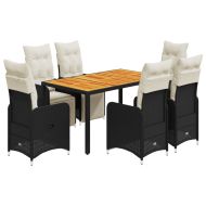 Градински бистро комплект с възглавници 5 части черен полиратан