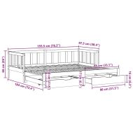 Дневно легло с уширение и чекмеджета, без матрак, 90x190 см
