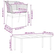 Градински комплект 9 части с възглавници черен полиратан стъкло