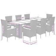 Градински трапезен комплект възглавници 9 части черен полиратан