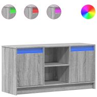 ТВ шкаф с LED, сив сонома, 100x34x50 см, инженерно дърво