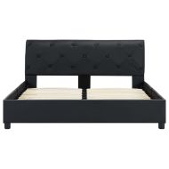 Рамка за легло, черна, изкуствена кожа, 140x200 cм