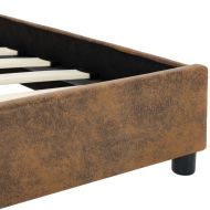 Рамка за легло, кафява, изкуствен велур, 180x200 см