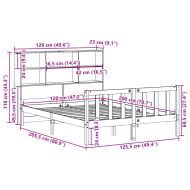 Легло с етажерка за книги, без матрак, 120x200 см, бор масив
