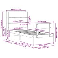 Легло с рафтове за книги, без матрак, 90x200 см, бор масив