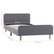 Рамка за легло, светлосива, текстил, 90x200 см