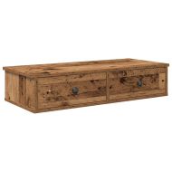 Стенен рафт с чекмеджета старо дърво 80x34x17см инженерно дърво
