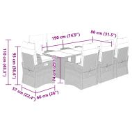 Градински трапезен комплект 9 части с възглавници светлосив