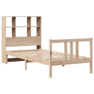 Легло с рафтове за книги, без матрак, 90x190 см, бор масив