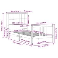 Легло с рафтове за книги, без матрак, 90x190 см, бор масив