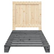 Рамка за легло с табла, сива, 90x200 см, борово дърво масив