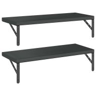 Стенни рафтове 2 бр 75x30 см черни неръждаема стомана