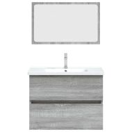 Комплект мебели за баня от 2 части сив сонома инженерно дърво