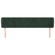 Горна табла за легло с уши, тъмнозелена, 203x23x78/88см, кадифе