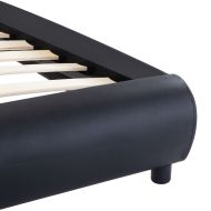 Рамка за легло с LED, черна, изкуствена кожа, 90x200 cм