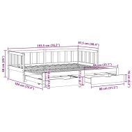 Дневно легло с уширение и чекмеджета без матрак бял 90x190 см