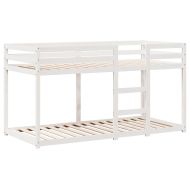 Двуетажно легло с покрив, бял, 75x190 см, борово дърво масив