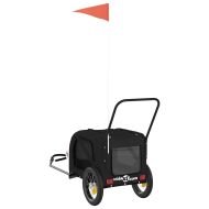 Ремарке за колело за любимци черно Оксфорд плат и желязо