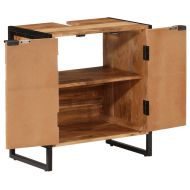 Шкаф за баня 55x35x60 см масивно акациево дърво и желязо