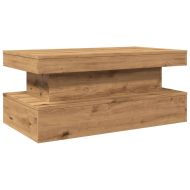 Маса за кафе с LED осветление, дъб артизан, 90x50x40 см