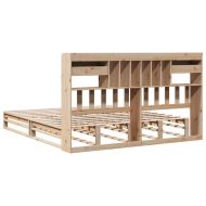 Легло с етажерка за книги, без матрак, 180x200 см, бор масив