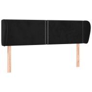 Горна табла за легло с уши, черна, 147x23x78/88 см, кадифе
