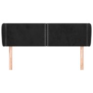 Горна табла за легло с уши, черна, 147x23x78/88 см, кадифе