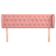 Горна табла за легло, розова, 163x23x78/88 см, кадифе