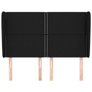 Горна табла за легло с уши, черна, 147 x 23 x 118/128 см, плат