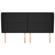 Горна табла за легло с уши, черна, 203x23x118/128 см, кадифе