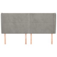 Горна табла за легло с уши,светлосива, 203x23x118/128 см кадифе