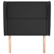 Горна табла за легло с уши, черна, 93x23x118/128 см, еко кожа