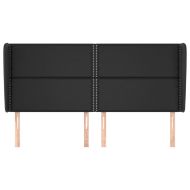 Горна табла за легло с уши, черна, 203x23x118/128 см, кадифе