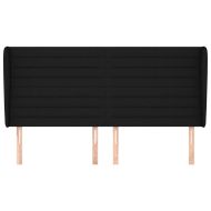 Горна табла за легло с уши, черна, 183x23x118/128 см, плат