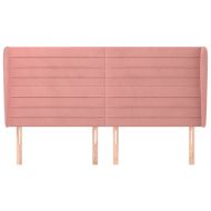 Горна табла за легло с уши, розова, 203x23x118/128 см кадифе